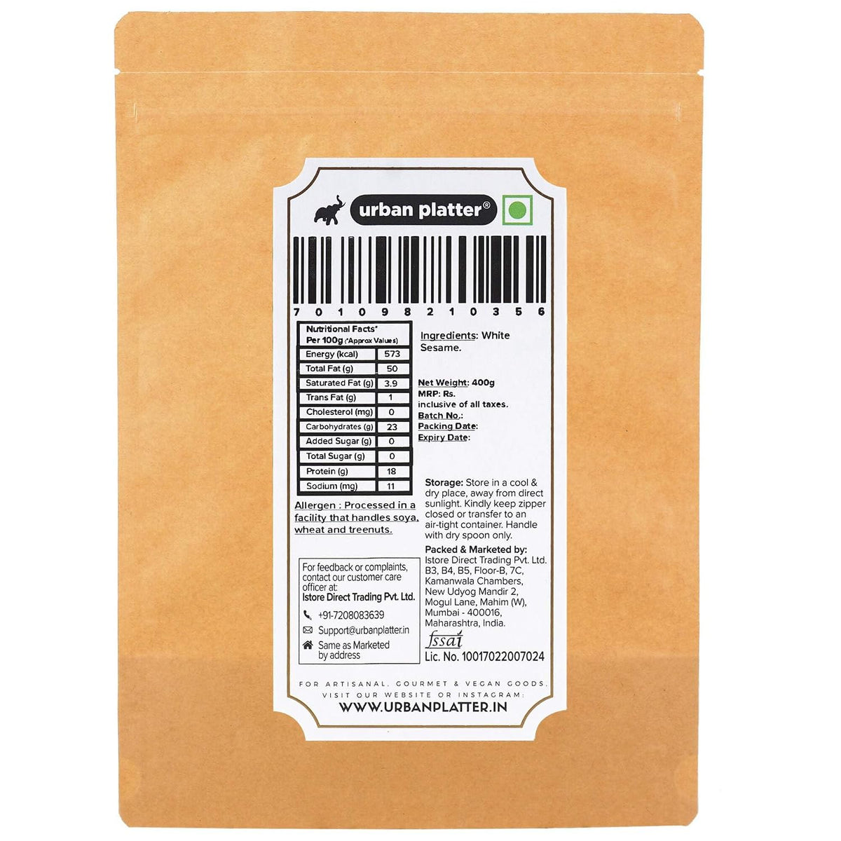 Urban Platter White Sesame Seeds, 400g