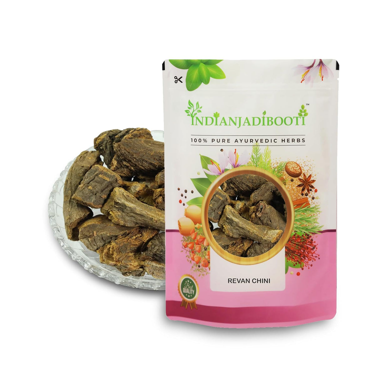 IndianJadiBooti Revan Chini Roots (Revan Chini Mool) | 400 Grams Pack | Pack Of 3