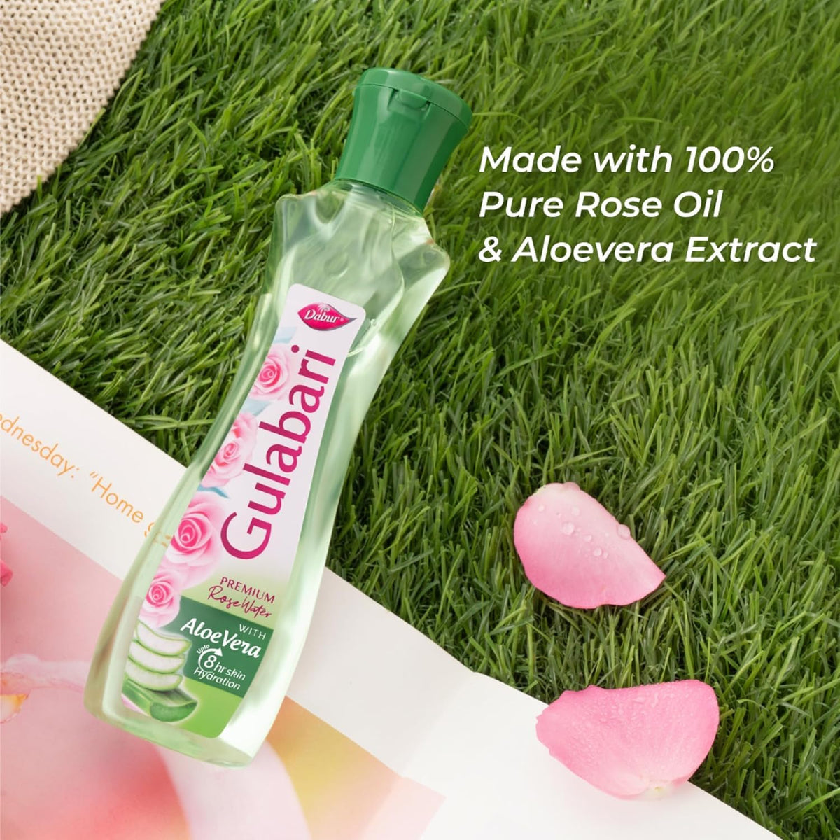 Dabur Gulabari Premium Rose Water with Aloe Vera - 1200 ml (400ml x 3) | Upto 8 HR Skin Hydration | Cleanses, Tones and Moisturises Skin | For All Skin Types
