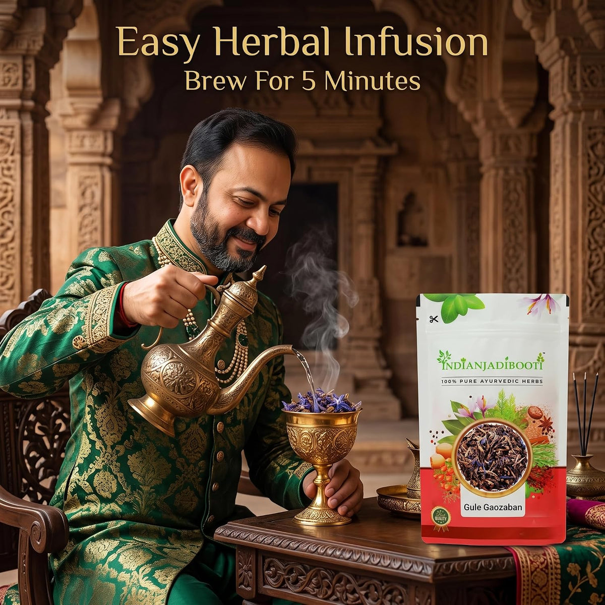IndianJadiBooti Gule Gaozaban (Dried Borage Flowers) | 400g | Premium Purple Flowers | Natural Herbal Tea for Relaxation & Stress Relief | Traditional Cooling Tonic