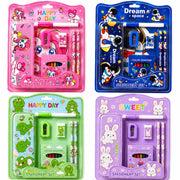 Toy Imagine Stationery for Kids Best Return Birthday Gift for Boys Girls Educational Learning Stationery kit Set for Kid (14 Pcs/Pack of 4) | Metal | Wooden
