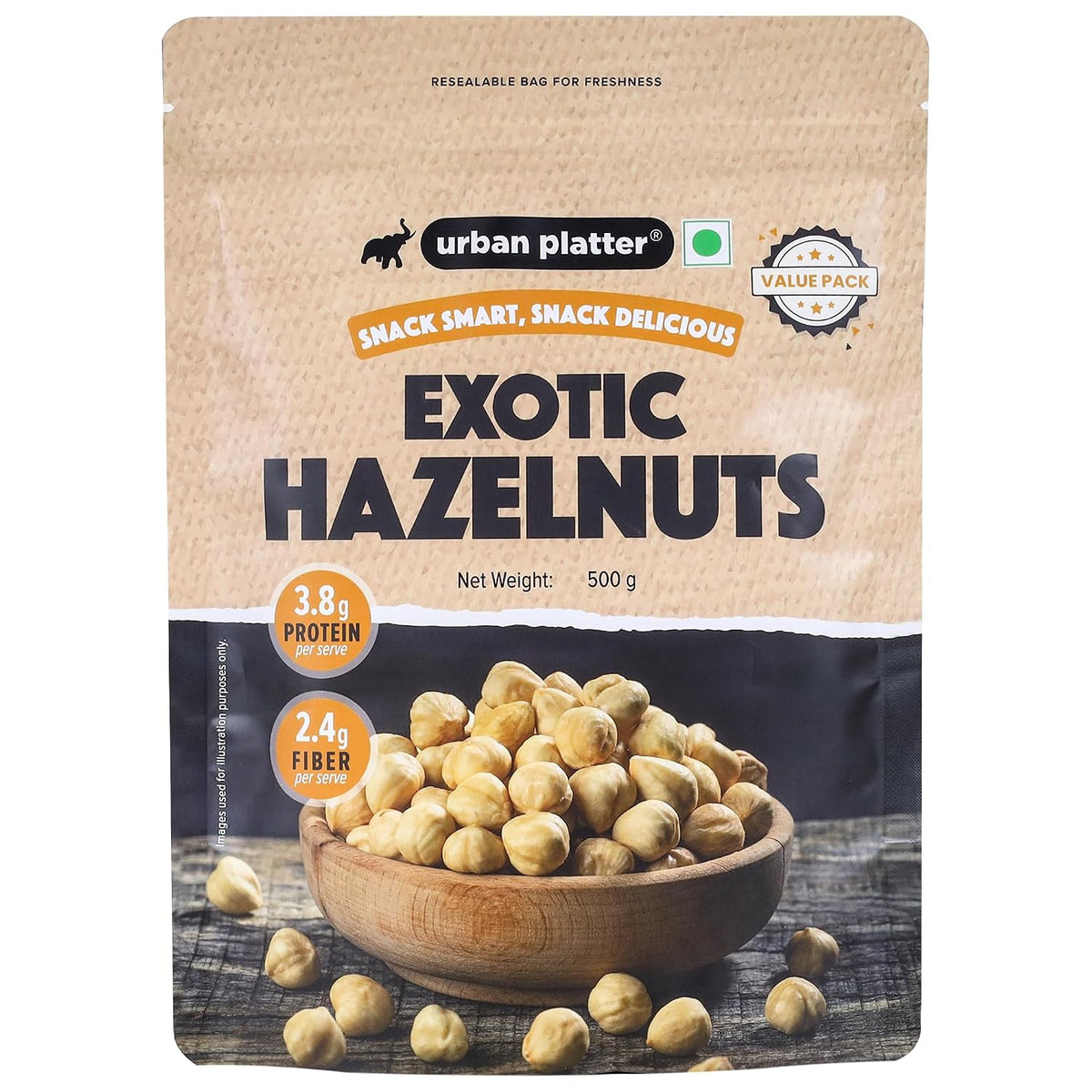 Urban Platter Exotic Hazelnuts, 500g, (Protein & Fiber Rich, For Confectionery, Baking, Nut Pastes & Dessert)