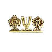 Aalayam Selveer Thenkalai Shankh Chakra Namah Stand | Thenkalai Shankh Chakra Nama Stand | Thenkalai Thiruman Sangu Chakram Stand 5cm Height Brass Gold Colour 1 Piece