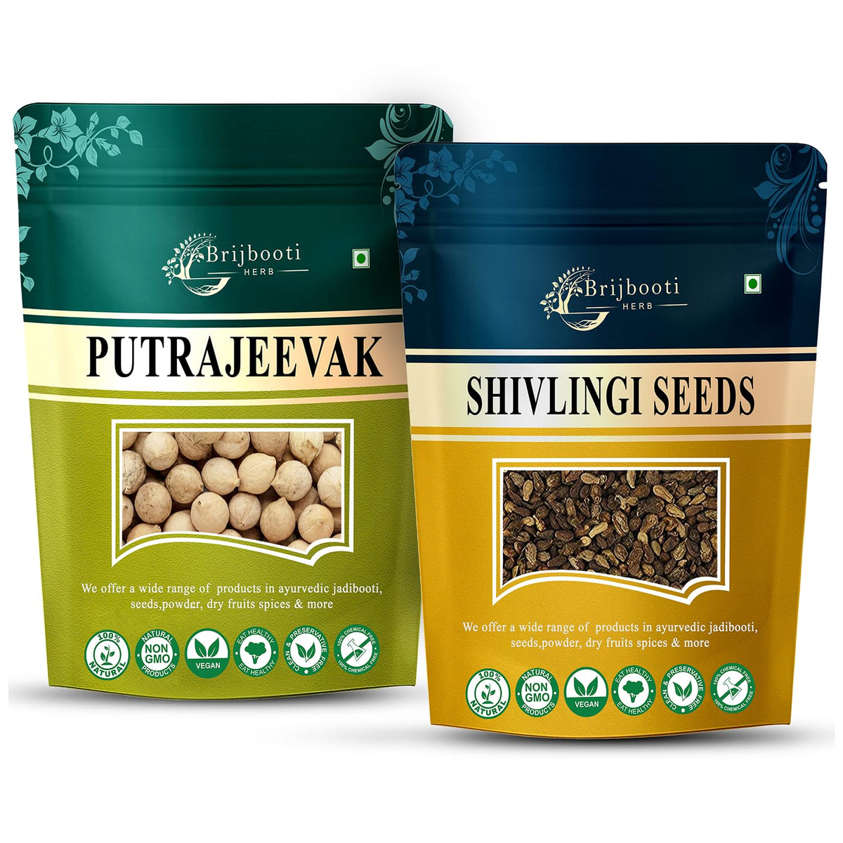 Brijbooti Putrajeevak beej and Shivlingi beej combo 100 Gr each Putra jivak - Shivlangi - Jiya Pota