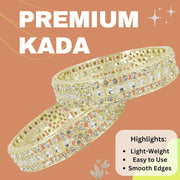 NMII Gold Plated Metal Kada Bangles Set For Women & Girls with American Diamond Stone | Stone Work Stylish Bangles Set | Traditional Bangles For Wedding, Party, Ocassion Fashion Jewellery- Set of 2