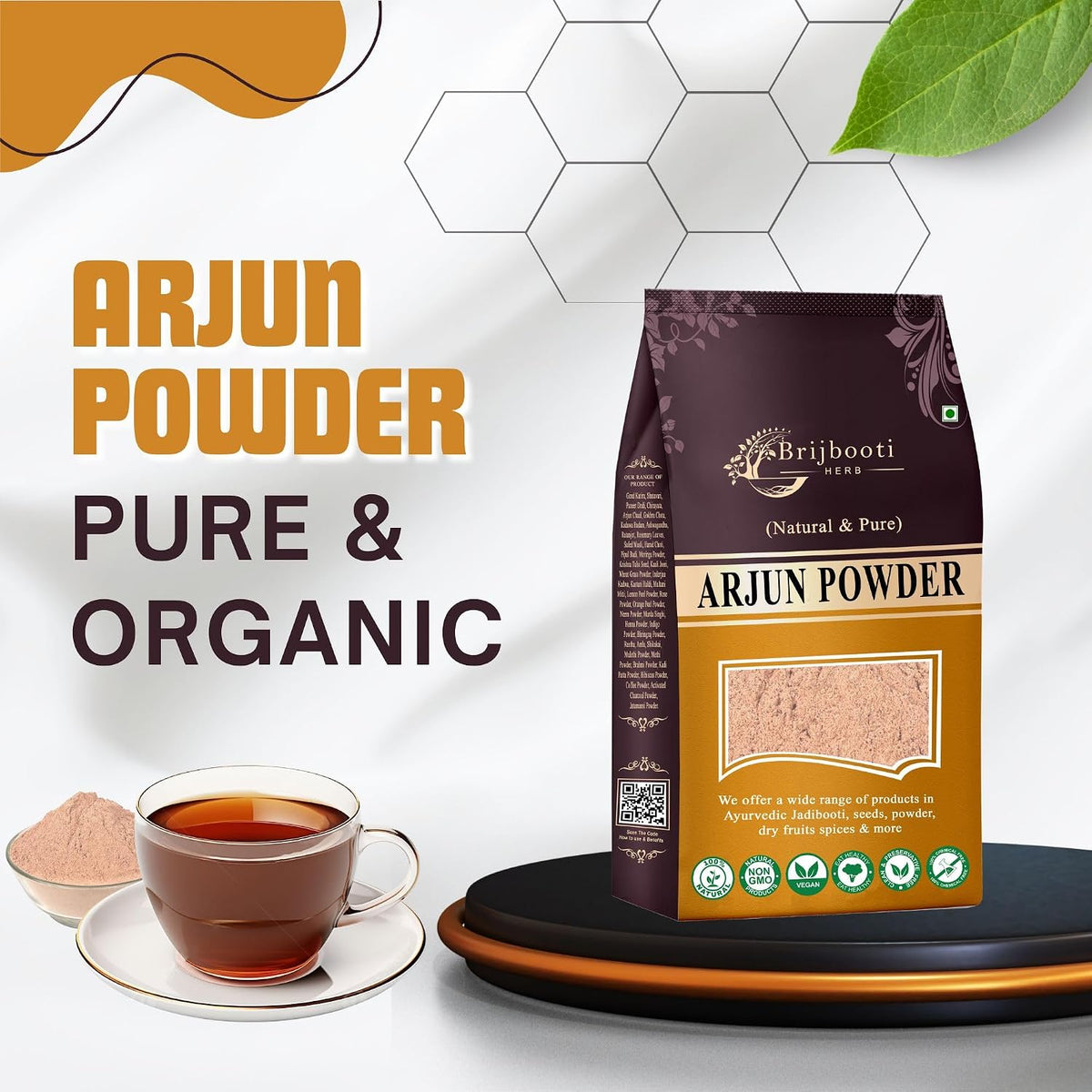 Brijbooti Arjun Ki Chaal Powder 500 Gr - Arjun Chal Tea - Organic Terminalia Arjuna Powder - Support Heart Health | FSSAI, GMP, ISO Certified