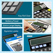 Linc LC-512 Desktop 12 Digits Series GST & Tax Calculator, 120 Steps Check, Black,Pack of 1