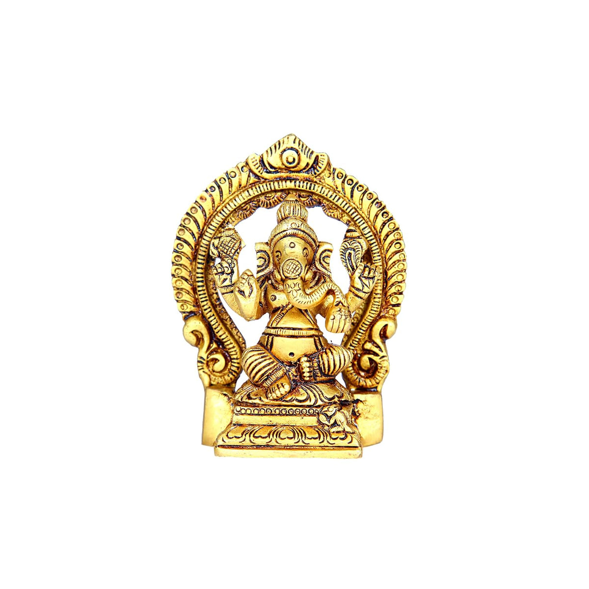 Aalayam Selveer Ganesh Brass Idol with Arch | Ganapathi Statue | Ganapati Brass Idol | Ganesh Idol for Gift | Small Ganesha Idol Brass 9 CM Height, Gold Colour 1 No