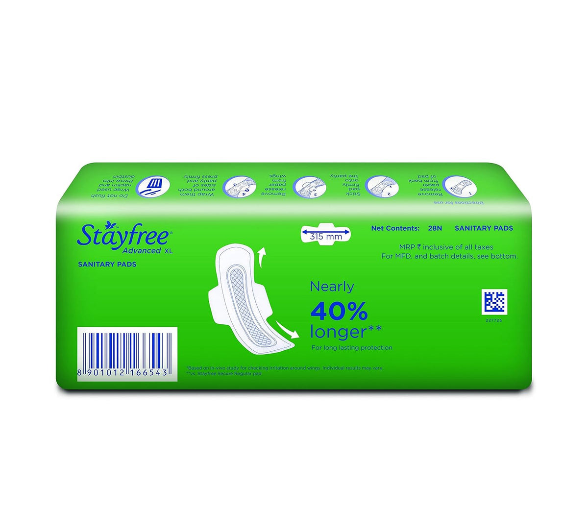 Stayfree Advanced XL Ultra Comfort Sanitary napkins with Wings for women(28 Count)
