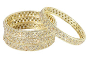 NMII Latest Metal Bangles Set For Women & Girls with Zircon Diamond & Kundan Stone | Trendy Girl's Bangles Bracelet Kada | Stylish Chudi Kangan For Women Wedding, Party, Festive, Everyday- Set of 4