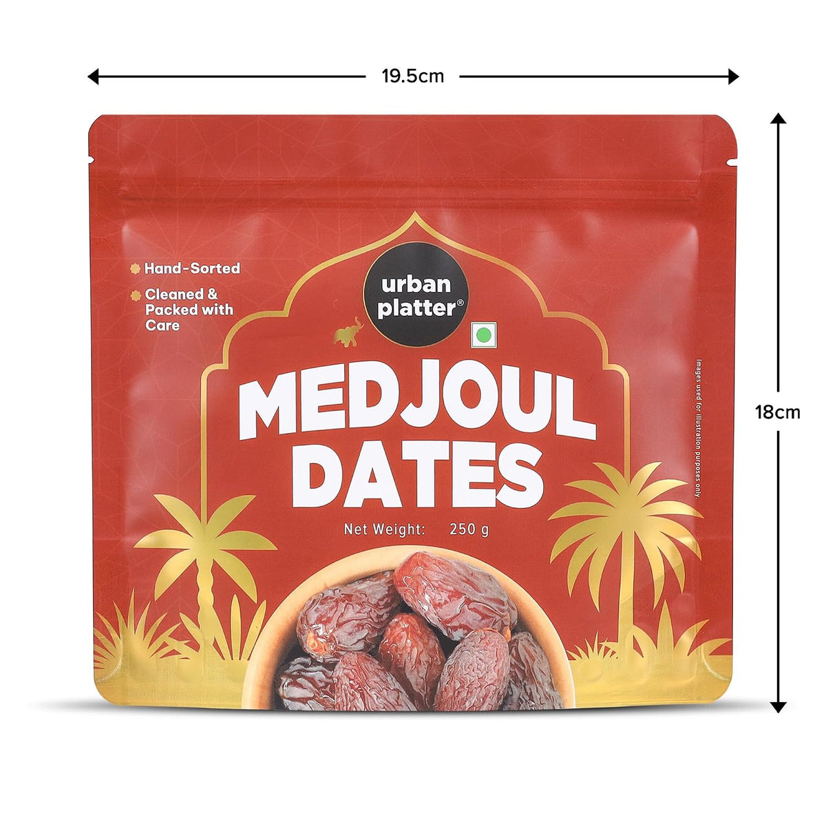 Urban Platter Medium Medjoul Dates, 250g (Hand-Sorted | Moist & Caramelly Texture | Perfect for Snacking & Gifting)