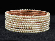 NMII Alloy Metal with Pearls Studded Traditional Bangles Set For Women and Girls