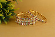 NMII Traditional Metal Bangles Set For Women & Girls with Golden Zircon Stones & Multicolour Finish | Designer Rajwadi Design Kangan | Premium Girls' Bangles Kada Set Wedding, Party, Festive- Set of 4