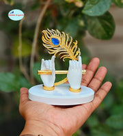 SHINDE EXPORTS Krishna Hand with Flute Statue murli Figurine Small Size for car Dashboard Table décor (White)