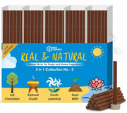 Parag Fragrances Real and Natural Dhoop Sticks Collection No.2 (Lal Chandan, Dehnal Oud, Fresh Jasmine, Desi Mitti & Pink Lotus) Dhoop Sticks for Home Fragrances & Pooja/Natural Dhoop Batti
