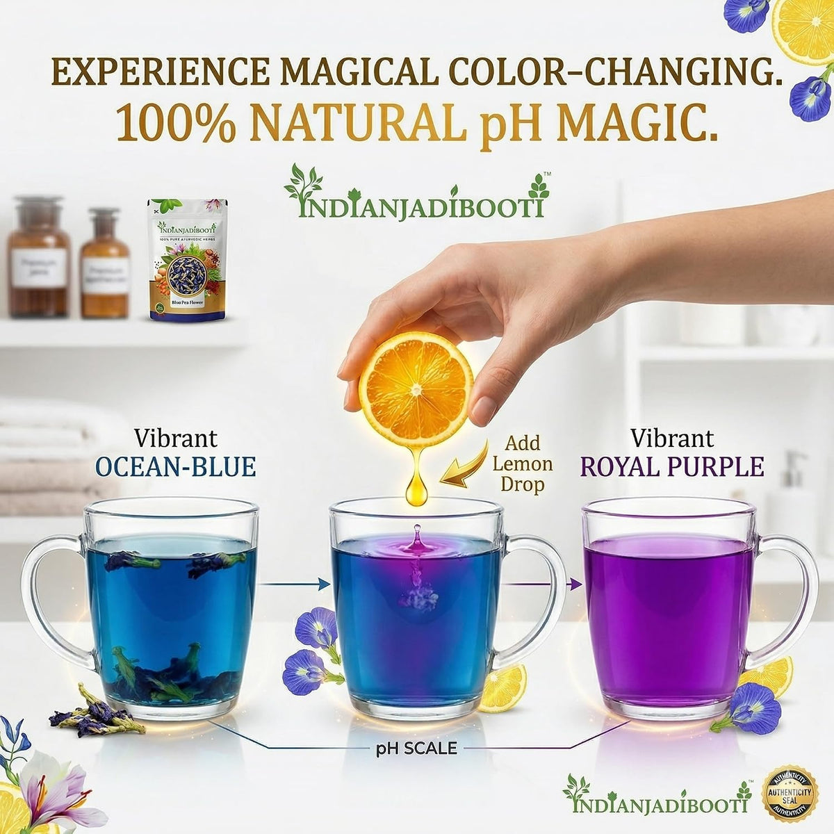 IndianJadiBooti Blue Pea Flower (900g Pack of 2) | Dried Butterfly Pea Flowers for Tea & Natural Color | Aparajita Phool/Clitoria Ternatea | Herbal Blue Tea (Caffeine-Free) | Premium Whole Buds