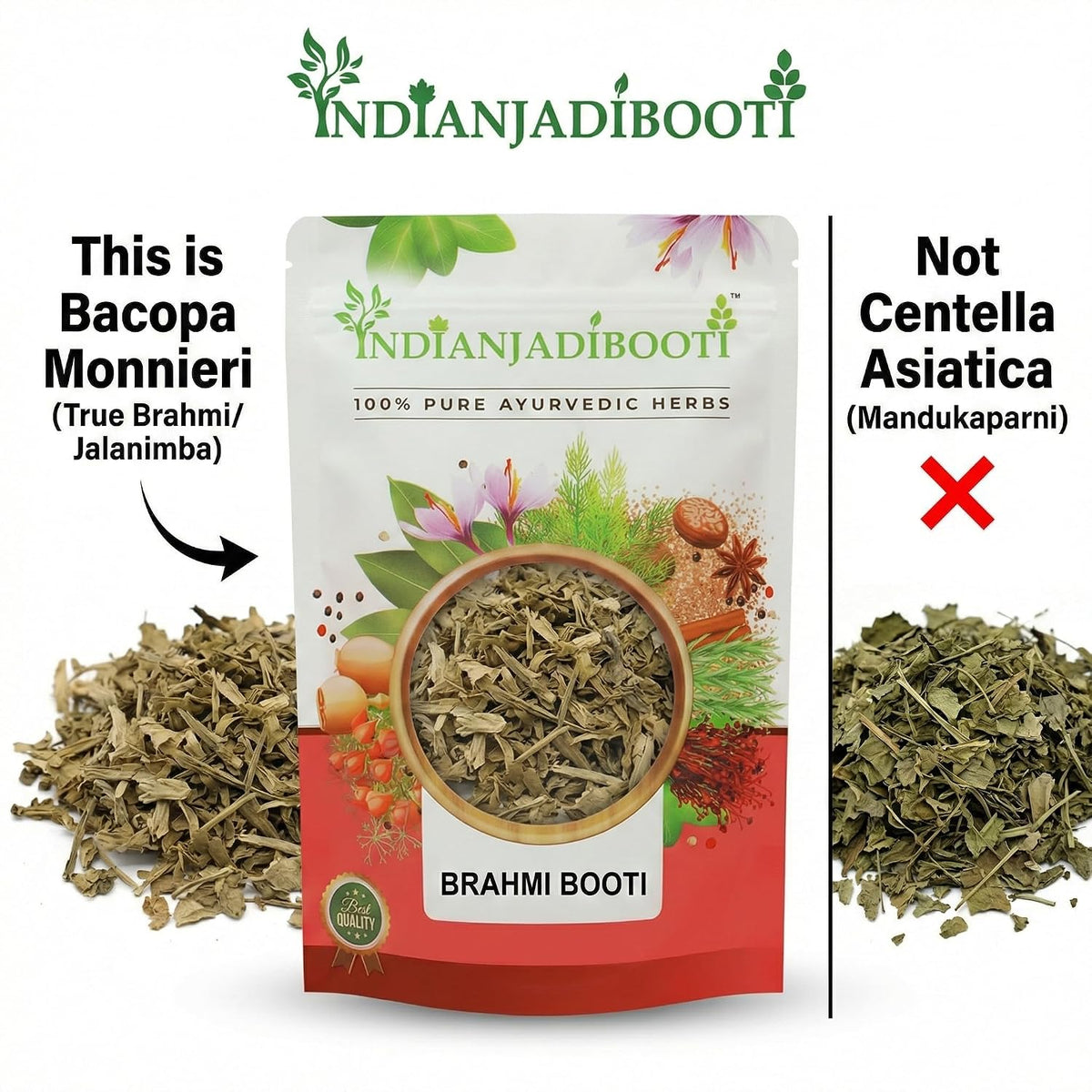 IndianJadiBooti Elite Brain Vitality Bundle: Brahmi Booti & Shankhpushpi Powder – For Superior Focus, Memory Retention & Neural Calm – 100gm Each