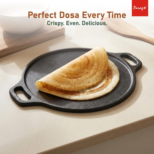 Parage IronCraft Cast Iron Dosa Tawa 30 cm, 4.2 mm Thick Heavy Iron Tawa 3 Kg, Pre-Seasoned Naturally Non Stick, Roti, Chapati, Uttapam Pan, Gas & Induction Compatible, Chemical Free