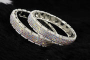 NMII Alloy Metal Traditional Pearls & American Diamond Stone Premium Bangles Set For Women and Girls | Stylish Party, Wedding, Festival, Occasion Fashion Jewellery-Set of 2