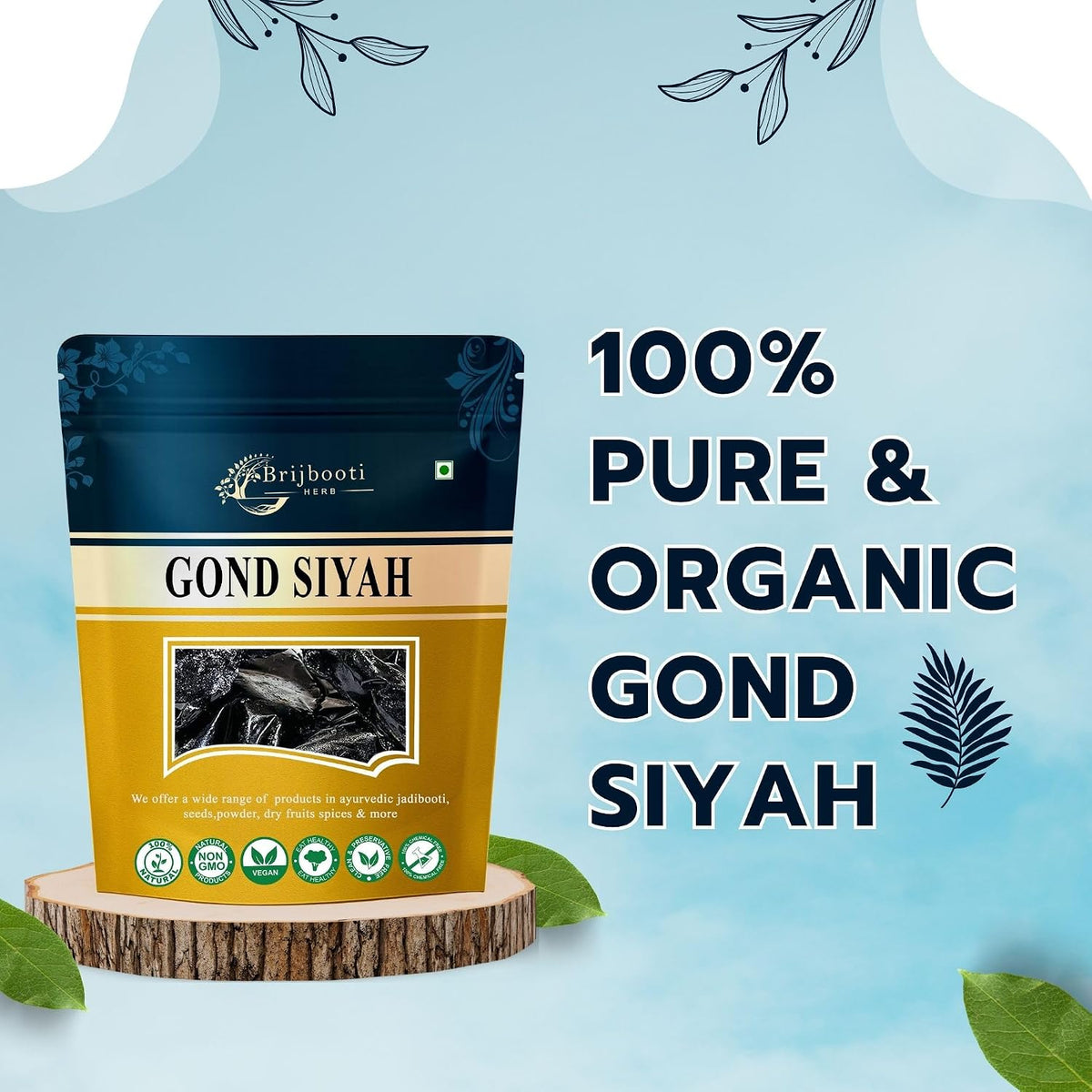 BrijBooti Gond Siyah - Kala Gond - Black Gum For Joint and Back Pain 100 Gr