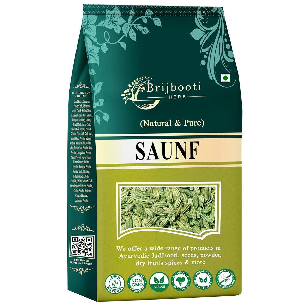 BrijBooti Fennel Seeds - Saunf Moti 400 Gr | Natural Saunf No Artificial Colours and Preservatives