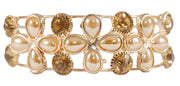 NMII Stylish Gold Plated Charm Pearls & Stone Bracelet For Women and Girls