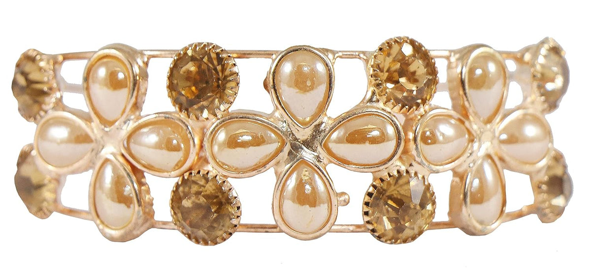 NMII Stylish Gold Plated Charm Pearls & Stone Bracelet For Women and Girls