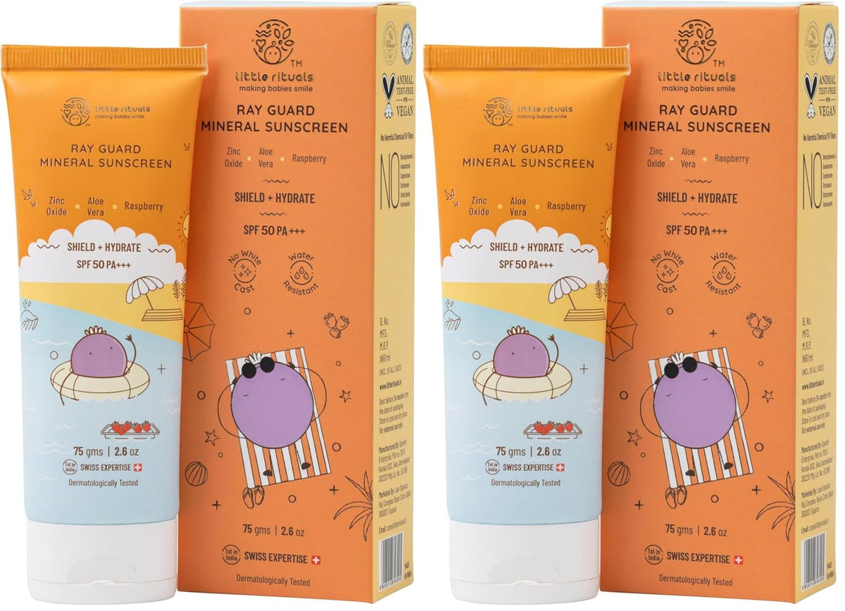 Little Rituals Mineral Baby & Kids SUNSCREEN Lotion Daily Use for Baby & Kids (0-15 years), SPF 50 PA+++ I No White Cast I UVA/UVB/IR + DIGITAL Wi-Fi & Bluelight Protection| Hypoallergenic| SWISS Technology | 75 gm