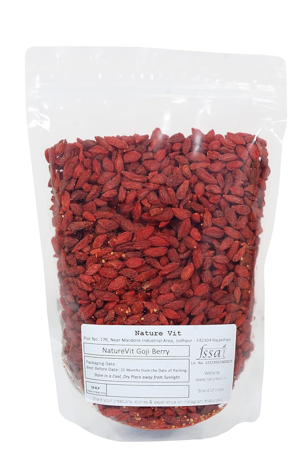 NatureVit Goji Berries 100g | Dried Superfruit Snack | Rich in Antioxidants, Vitamins & Fiber | Immune Booster & Skin Support | Healthy Dried Berries for Snack