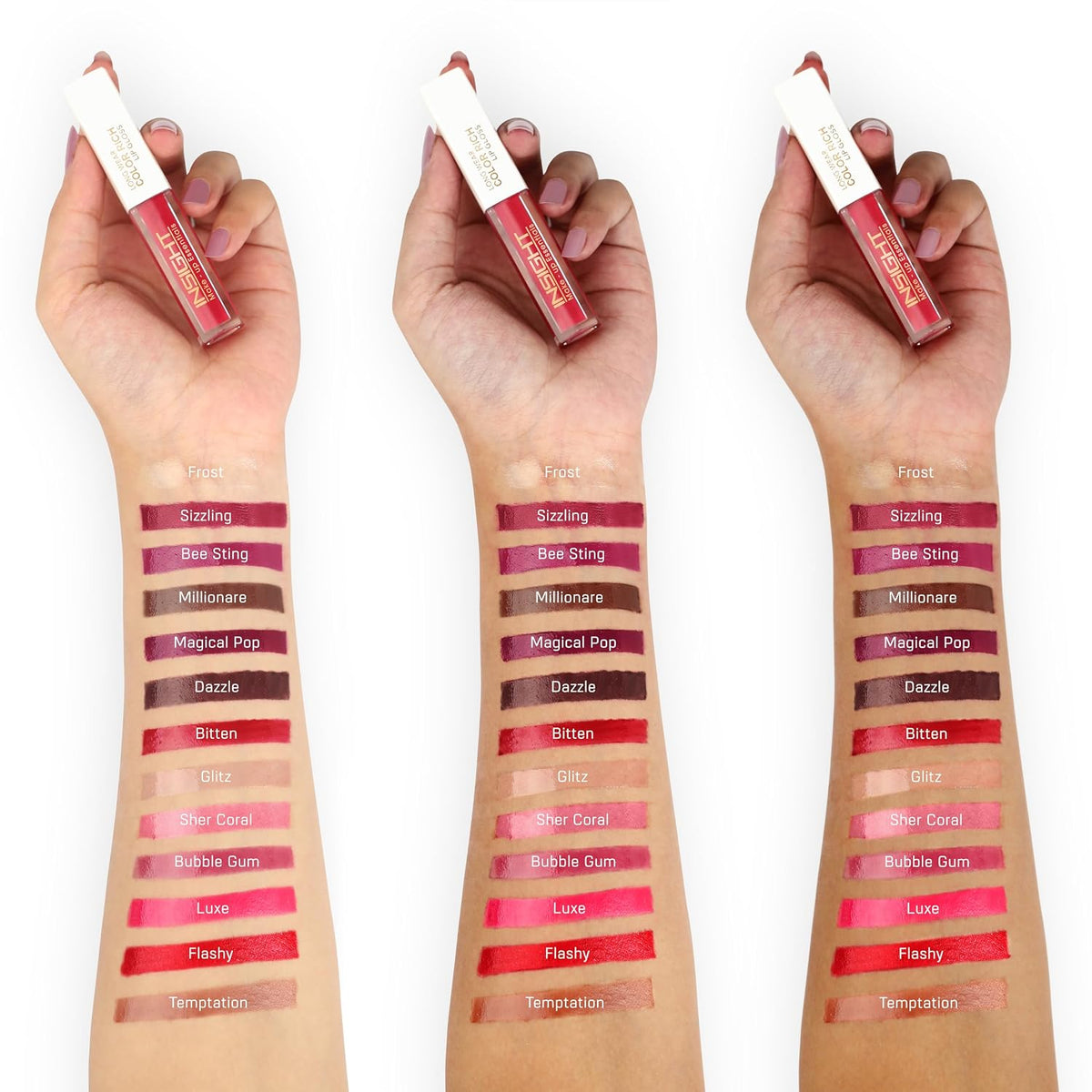 INSIGHT Long Wear Color Rich Lip Gloss – Frost | Ultra Glossy | Moisturising & Non-Sticky | Enriched with Jojoba Oil | Plumper, Fuller Lips | All Day Wear | 4ml
