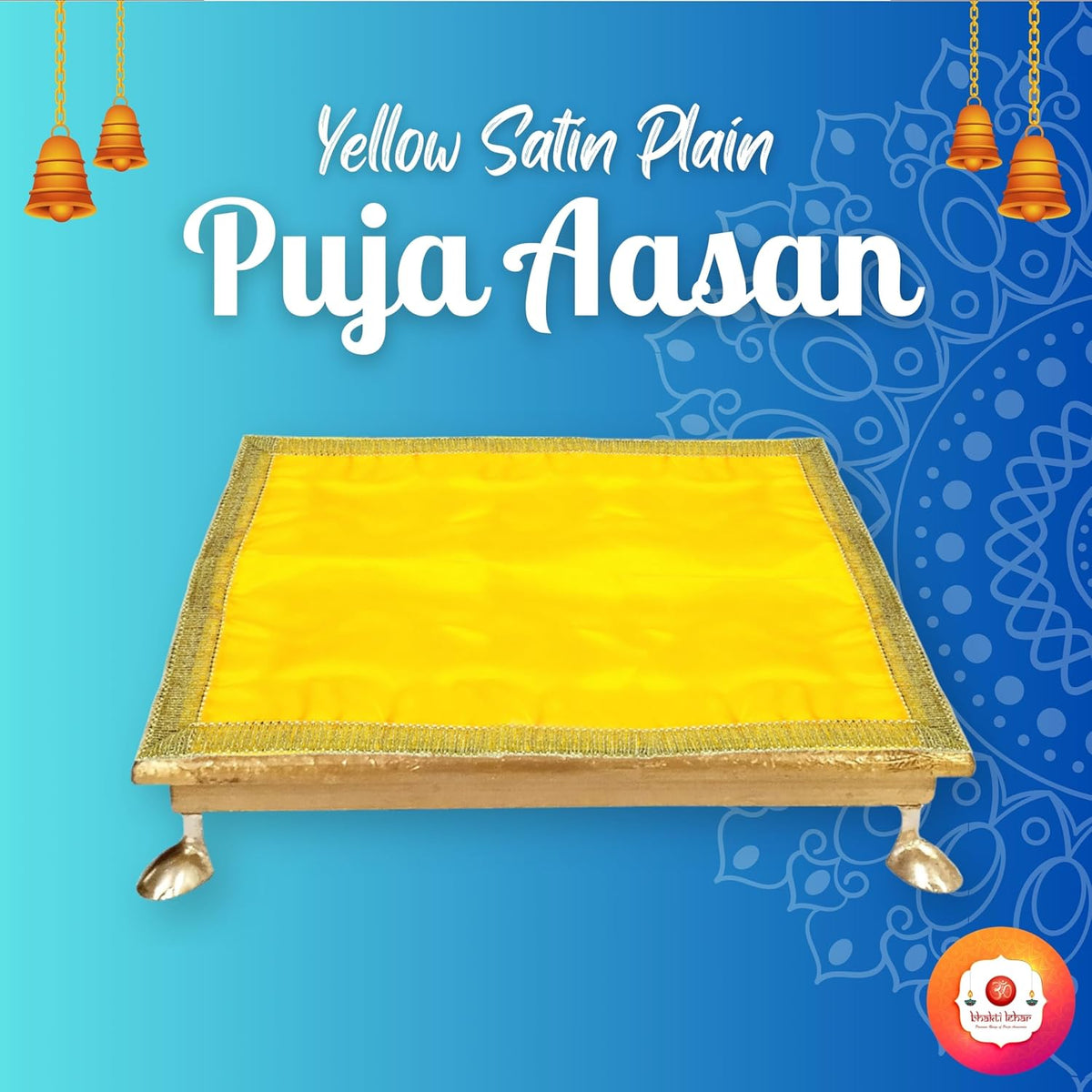Bhakti Lehar Solid (1 M) Satin Puja Cloth |for Puja Table, God Chowki Aasan, Temple, Mandir And Multipurpose Use (Set of 2) (Red Yellow)