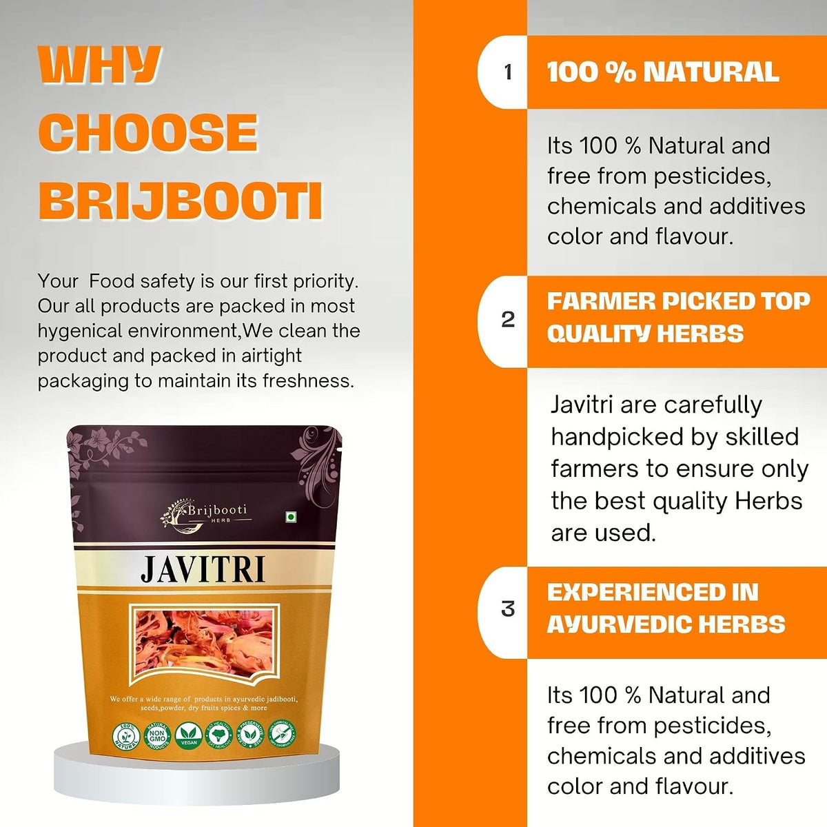 BrijBooti Javitri Spices Whole - Japatri - Mace Spice - Javitri Flower Whole 100 Gr | FSSAI, GMP, ISO Certified