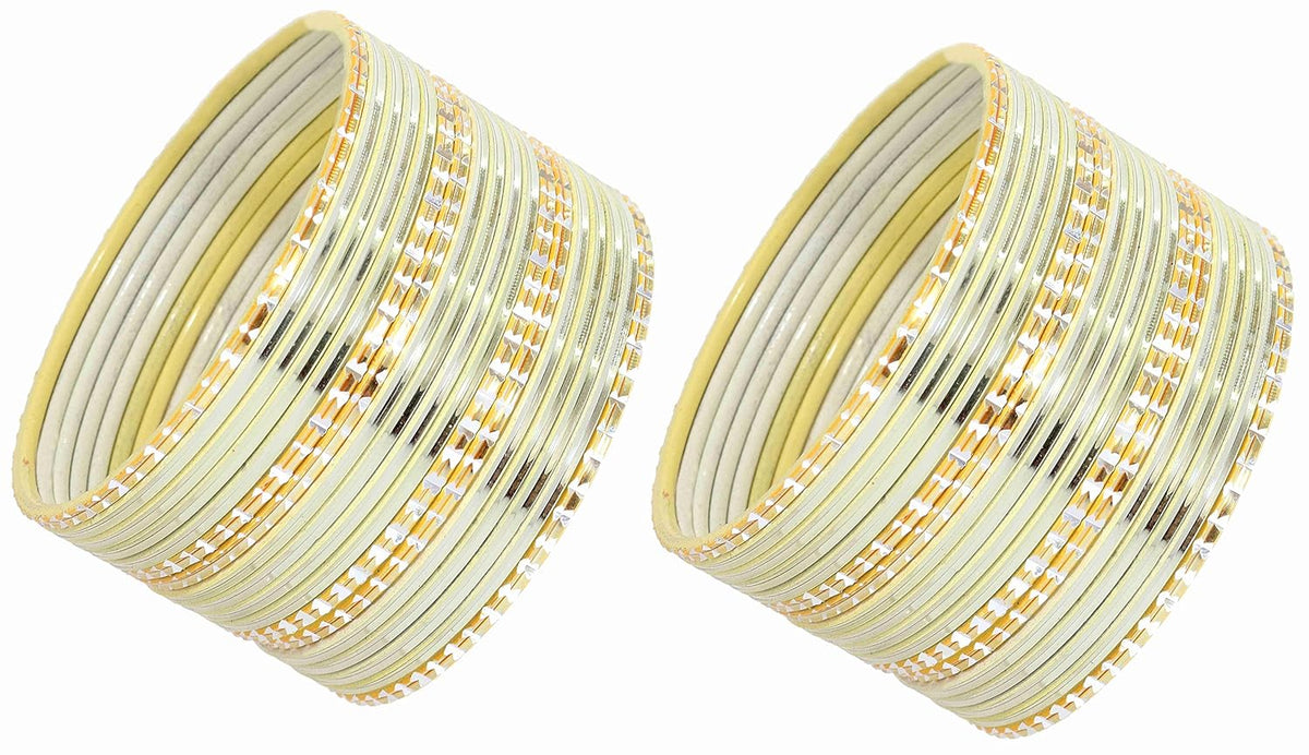 NMII Non-Precious Metal Base Metal With Cutting and Plane Bangles Set For Women and Girls