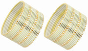 NMII Non-Precious Metal Base Metal With Cutting and Plane Bangles Set For Women and Girls