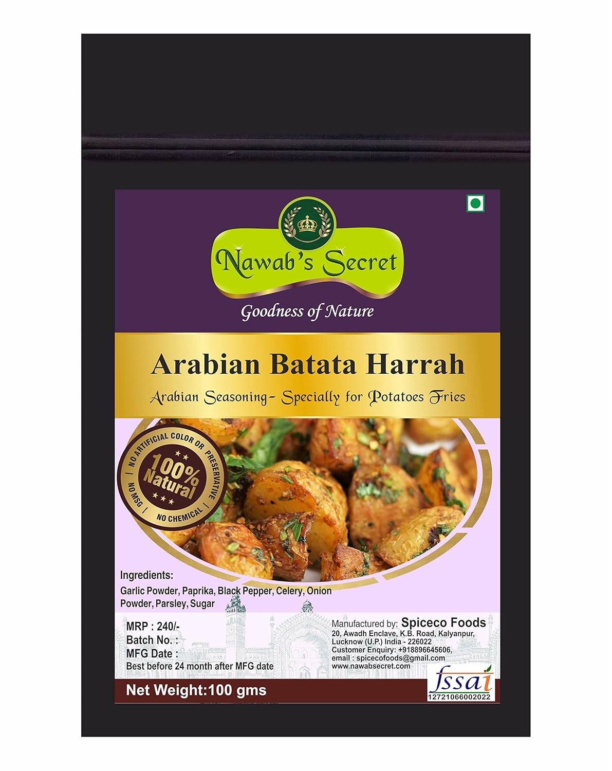 Nawab's Secret Arabian Batata Harrah- Exotic Seasoning Specially for Fried Potatoes,100 gms