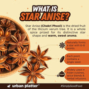 Urban Platter Star Anise, 50g (Chakri Phool | Warm, Licorice like Flavour | Highly Aromatic Spice used in Biryanis, Broths, Asian Cuisine & Baking)