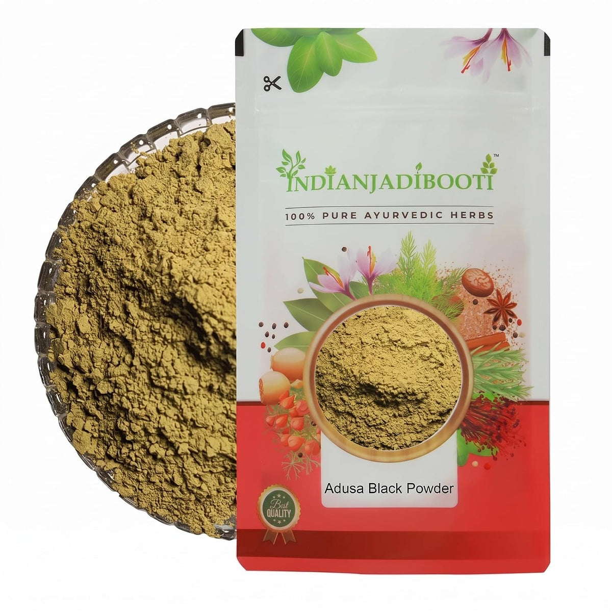 IndianJadiBooti Pure Vasaka Powder (Adusa/Bansa Black/Adhatoda Vasica) | Traditional Malabar Nut Botanical for Expert Apothecary Compounding & Seasonal Resilience (400g)