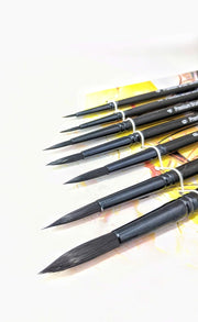 Fevicryl Art Craft Painting Acrylic Colors - Neon Yellow, Orange, Pink, Green with Black Hair Round Brushes - Set of 7
