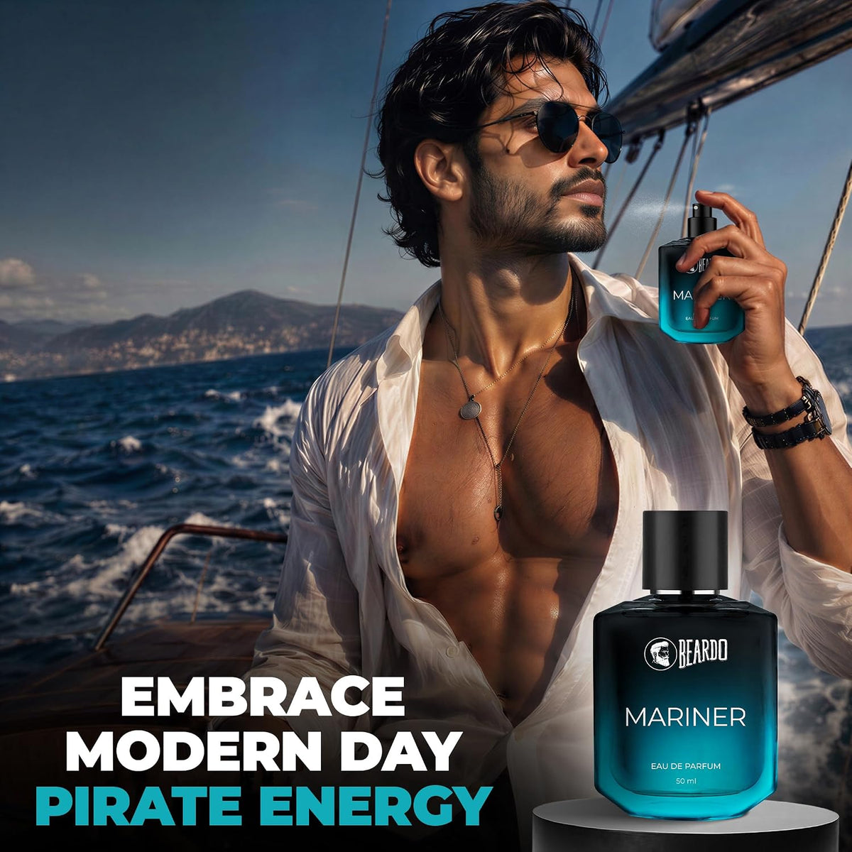 Beardo Mariner Perfume For Man, 50ml | Marine, Fresh, Musky Perfume For Men | Eau De Parfum | Perfume For Man | Long Lasting Fragrance | Gift For Men | Husband | Boyfriend