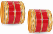 NMII Acrylic (Plastic) with Beads Or Zircon Gemstone Studded worked Glossy Finished Short Chuda Set For Women and Girls