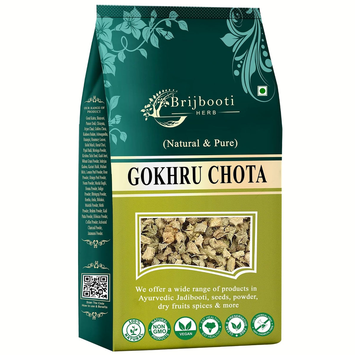 Brijbooti Gokhru Chota 200 gram - Tribulus Terrestris Seeds - Small Caltrops - Pure & Natural