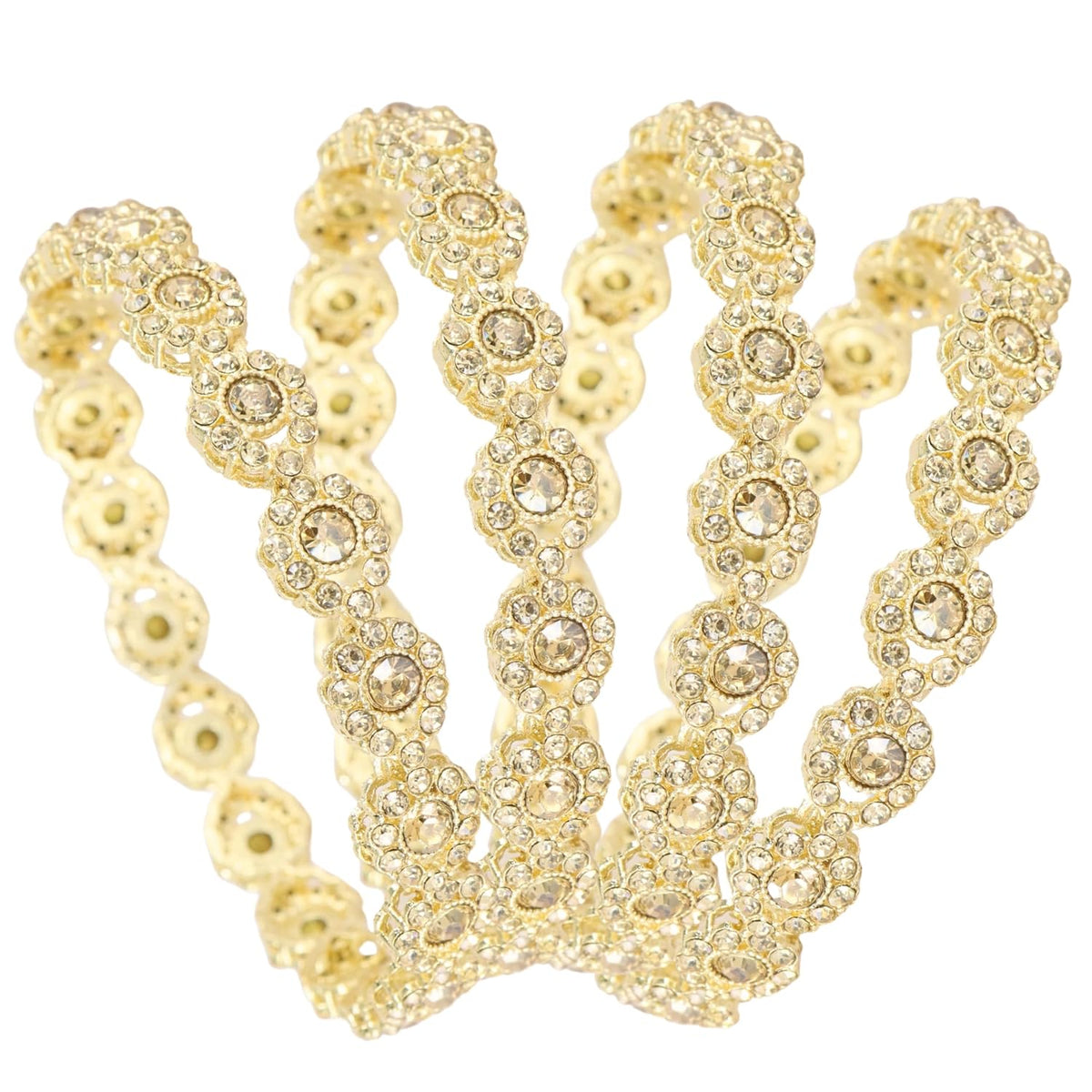 NMII Gold Plated Metal with Zircon Stone Bangles Pacheli Style Trendy Kada Set For Girls & Women | Traditional Rajwadi Bangles | Women's Bangles Bracelet | Kada For Women- Set of 2