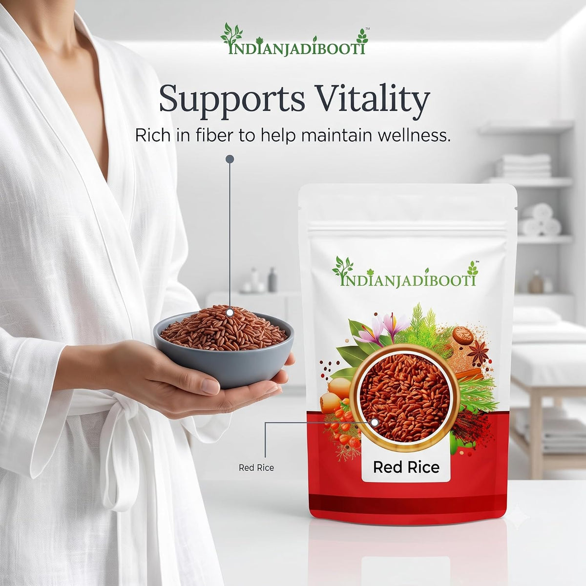 IndianJadiBooti Pure Sathi Chawal | Shashtika Shali Red Rice Whole Grain 250 Grams Pack
