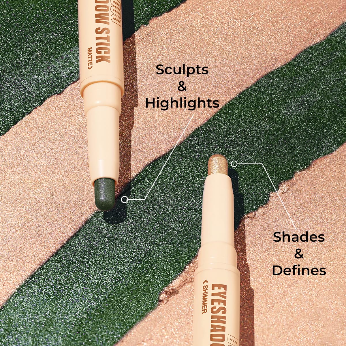 INSIGHT Duo Eyeshadow Stick- Charcoal Charm & Blush |Shimmery Finish | Long Lasting & Ultra Smooth | Waterproof & Crease-Proof | Highly Pigmented (2gm)