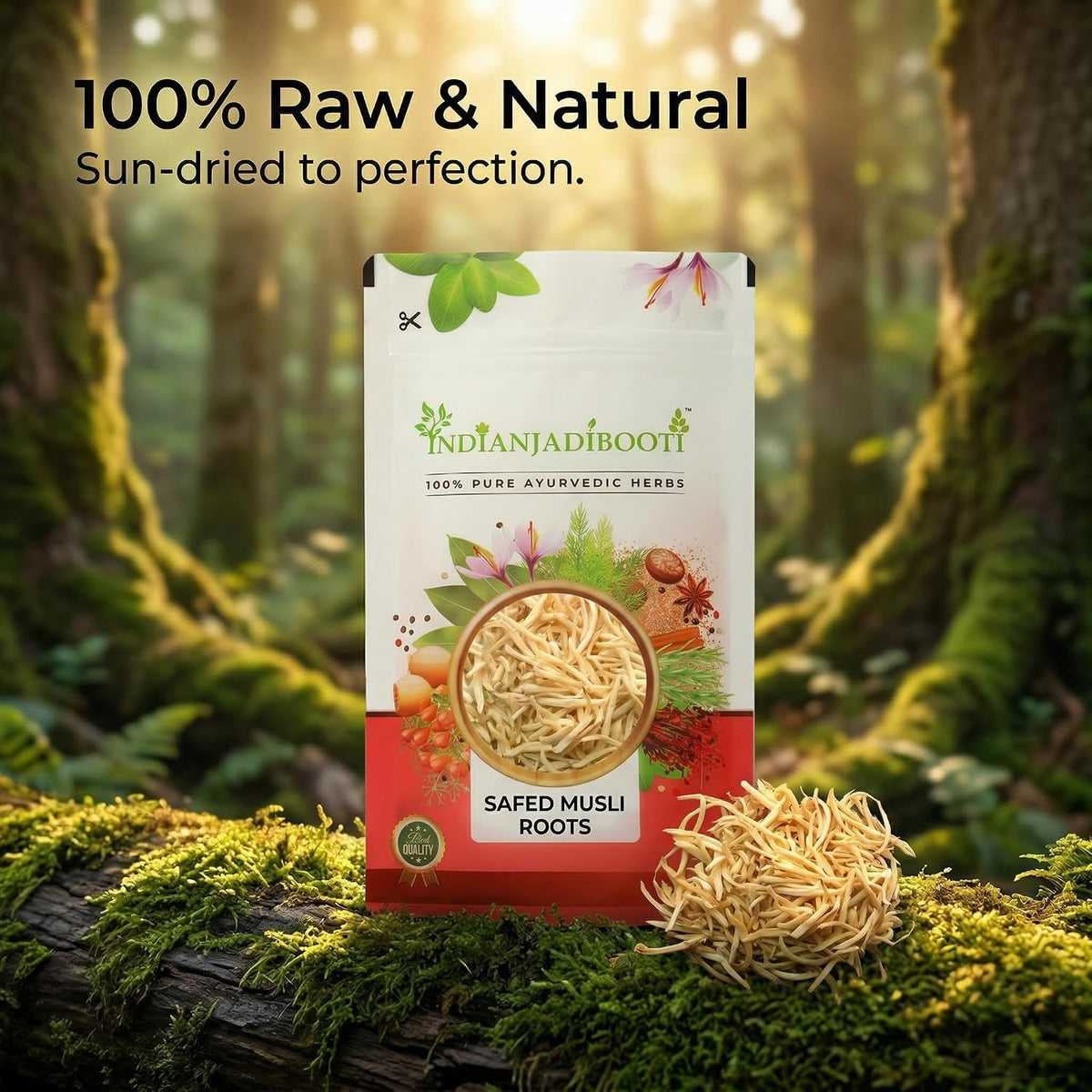 IndianJadiBooti Safed Musli Root (100g) | Whole & Raw Chlorophytum Borivilianum | Ayurvedic Herb for Strength, Stamina & Vitality Support | Natural White Musli | Sun-Dried & Non-GMO | Premium Grade