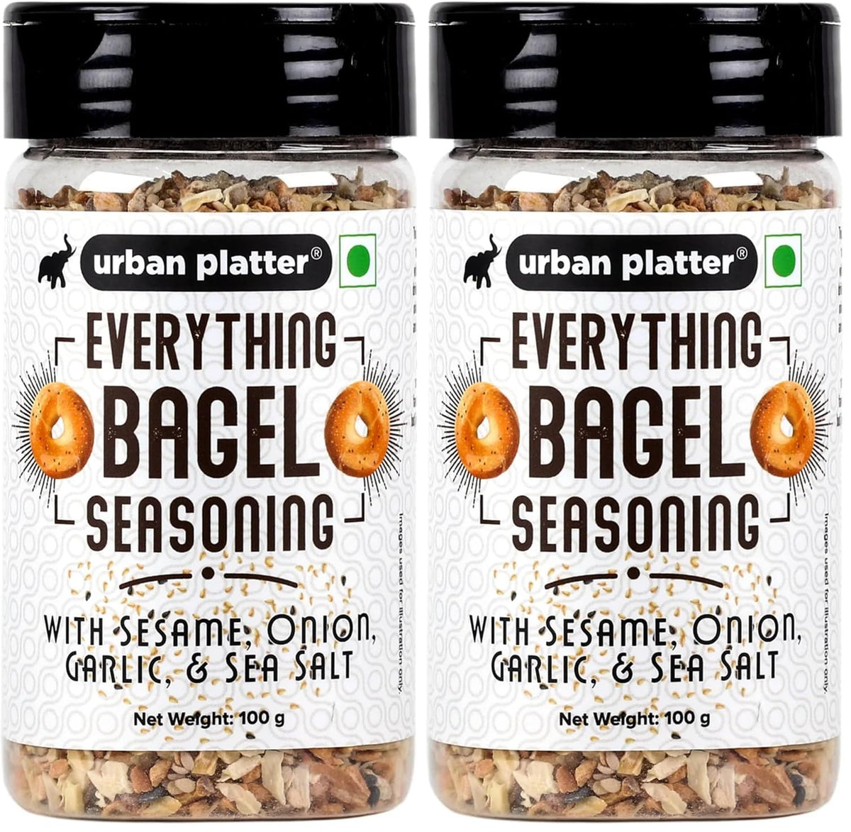 Urban Platter Everything Bagel Seasoning, 100g (Classic American Seasoning Blend with Onion Flakes, Garlic, Sesame Seeds and Pink Salt | Season toasts, breads and salads) (Pack of 2)