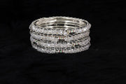 NMII Alloy Metal Silver Bangles Set For Girls and Women Studded Pearls & Beads| Fancy Stylish Bangles | Metal bangles | Women's Bangle | (Pack of 4)