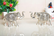 KridayKraft Elephant showpiece Figurine Small Size Statue Silver Polish 2 pcs Set for Enhance Your Home,Office Table Decorative & Gift Article,Animal Showpiece Figurines...