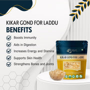 BrijBooti Organic Babool Gond For Ladoo -(250 Gr) Kikar Gond - Gum Arabic - Babul Gond - Edible Gum - Dink - Karuvelam Pisin - Premium Export Quality | FSSAI, GMP, ISO Certified
