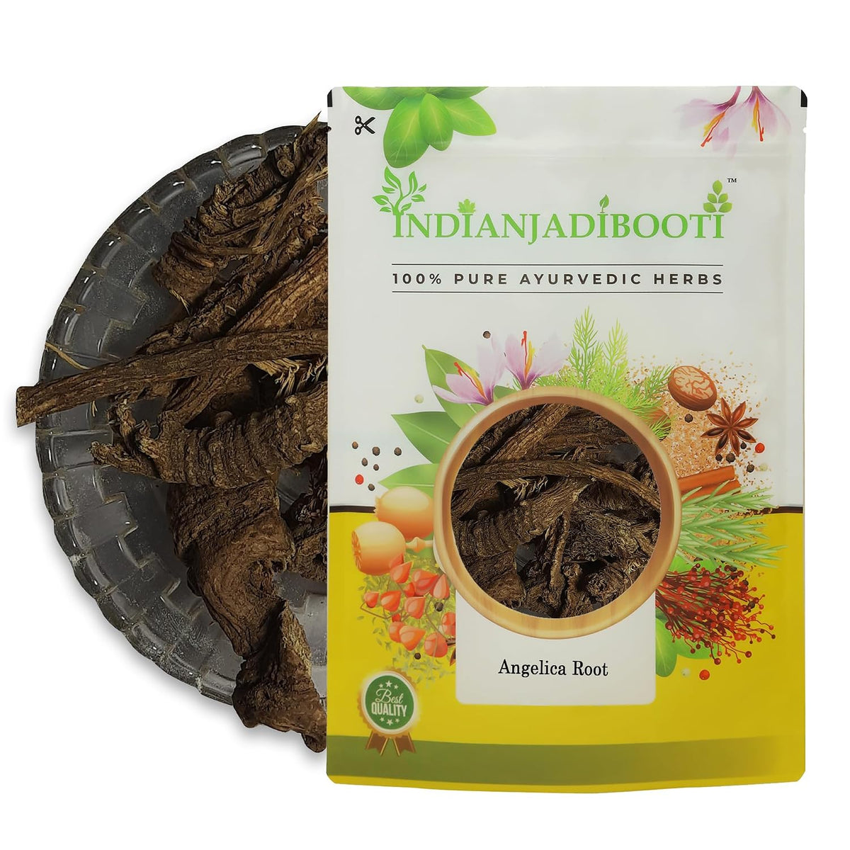 IndianJadiBooti Pure Angelica Roots (Choraka) | Traditional Aromatic Botanical for Digestive Comfort, Grounding Herbal Infusions & Artisan Apothecary Compounding (900 Grams)